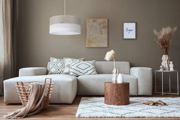 ENKEL HÄNGLAMPA LAMPSKÄRM FANER BLEKT EK 44CM