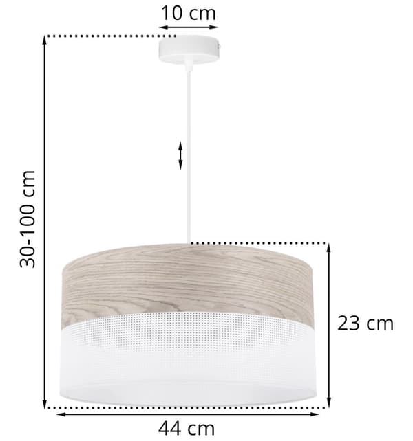 ENKEL HÄNGLAMPA LAMPSKÄRM FANER BLEKT EK 44CM