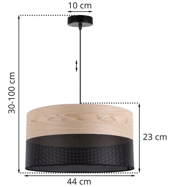 ENKEL HÄNGLAMPA LAMPSKÄRM KLASSISK EKFANER 44CM