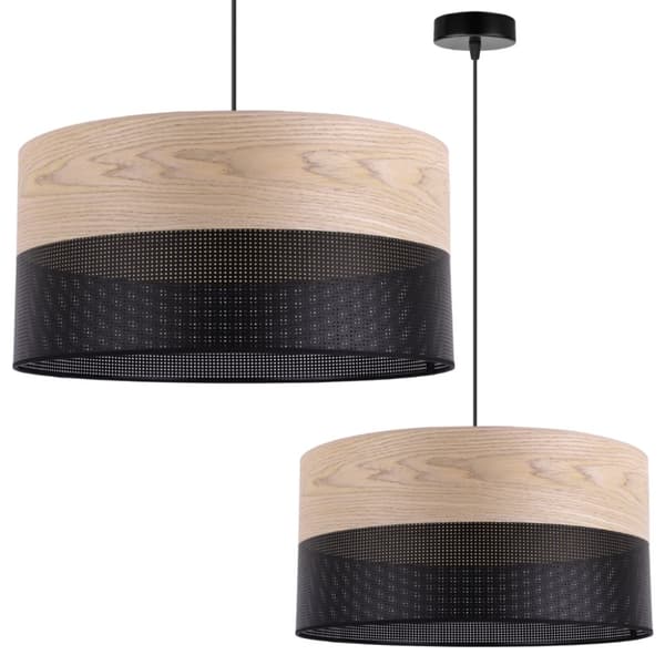 ENKEL HÄNGLAMPA LAMPSKÄRM KLASSISK EKFANER 44CM