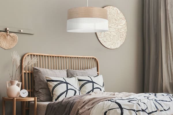 ENKEL HÄNGLAMPA LAMPSKÄRM KLASSISK EKFANER 44CM
