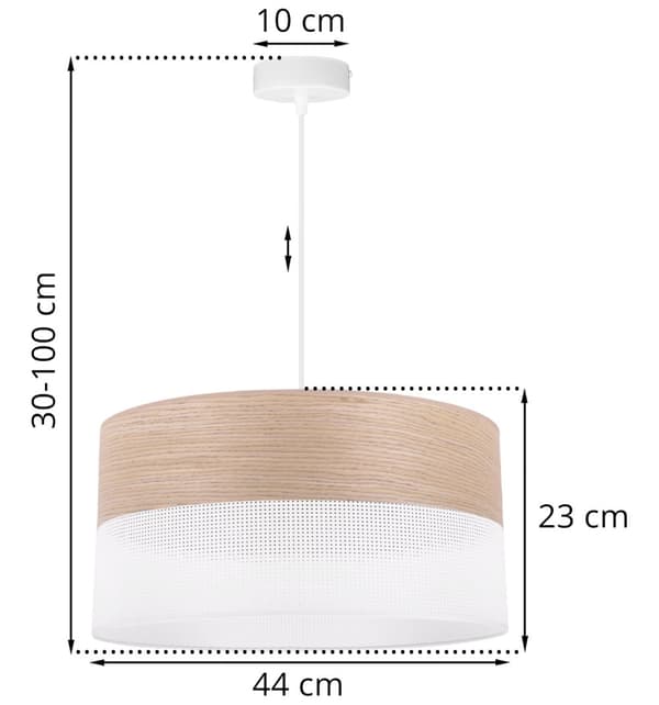 ENKEL HÄNGLAMPA LAMPSKÄRM KLASSISK EKFANER 44CM