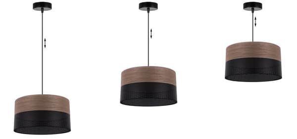 ENKEL HÄNGLAMPA, LAMPSKÄRM AV VALNÖTFINER, 30CM