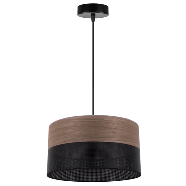 ENKEL HÄNGLAMPA, LAMPSKÄRM AV VALNÖTFINER, 30CM