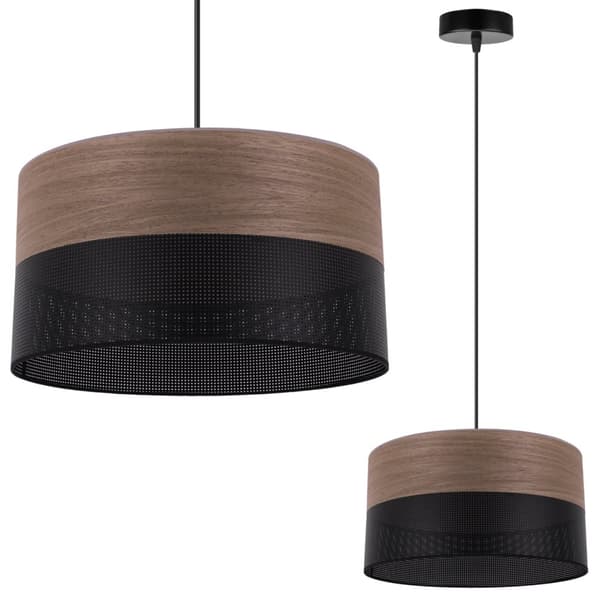 ENKEL HÄNGLAMPA, LAMPSKÄRM AV VALNÖTFINER, 30CM