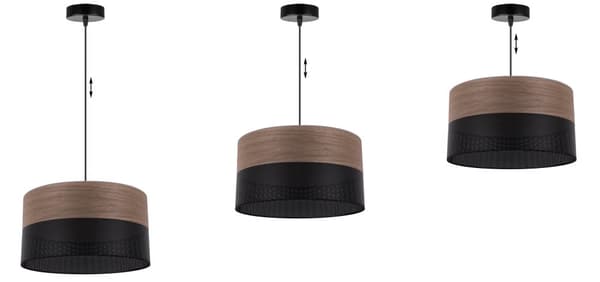 ENKEL HÄNGLAMPA, LAMPSKÄRM AV VALNÖTSFANSIER, 35CM
