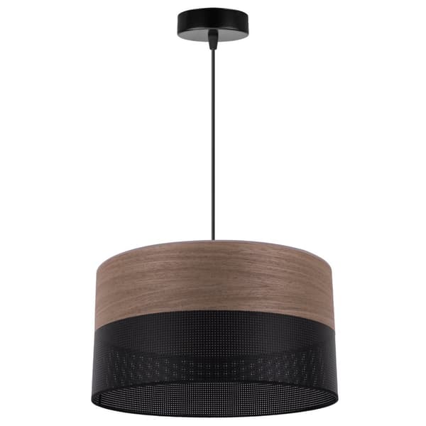 ENKEL HÄNGLAMPA, LAMPSKÄRM AV VALNÖTSFANSIER, 35CM