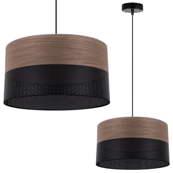 ENKEL HÄNGLAMPA, LAMPSKÄRM AV VALNÖTSFANSIER, 35CM