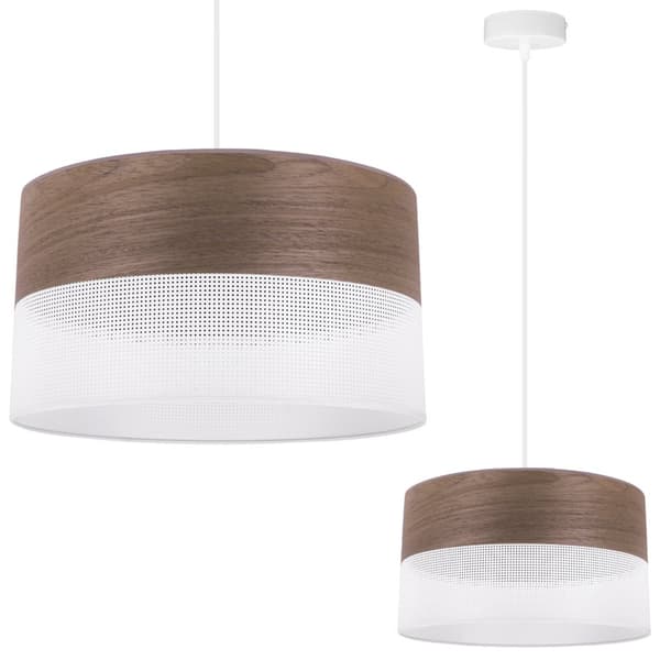 ENKEL HÆNGELAMPE, VALNØDDEFINER LYSKESKÆRM, 30CM