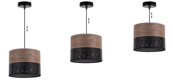 ENKEL HÄNGLAMPA, LAMPSKYDD VALNÖTSFANSIER, 20CM