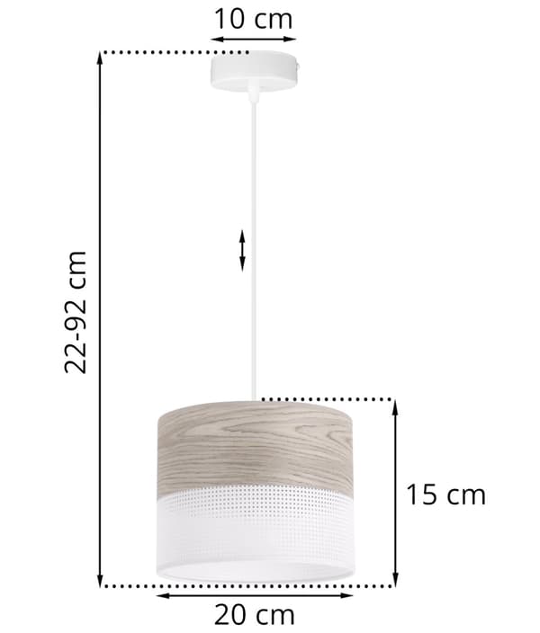 ENKEL HÄNGLAMPA LAMPSKÄRM FANER BLEKT EK 20CM