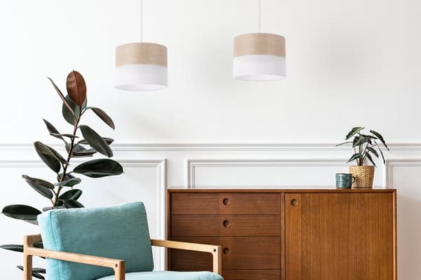 ENKEL HÄNGLAMPA LAMPSKÄRM KLASSISK EKFANER 20CM