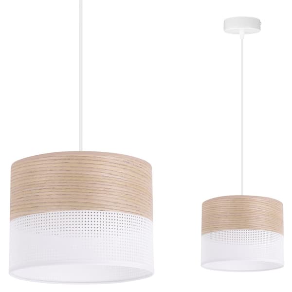 ENKEL HÄNGLAMPA LAMPSKÄRM KLASSISK EKFANER 20CM