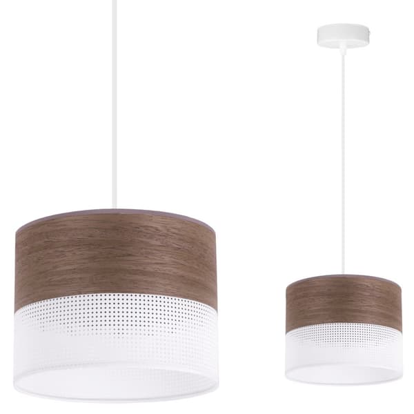 ENKEL HÄNGLAMPA, LAMPSKYDD VALNÖTSFANSIER, 20CM