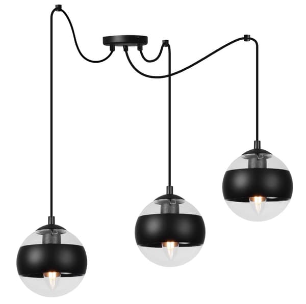 HÄNGLAMPA SPIDER TOLEDO SVART 3-PLATS SVART LAMPSKÄRM E14
