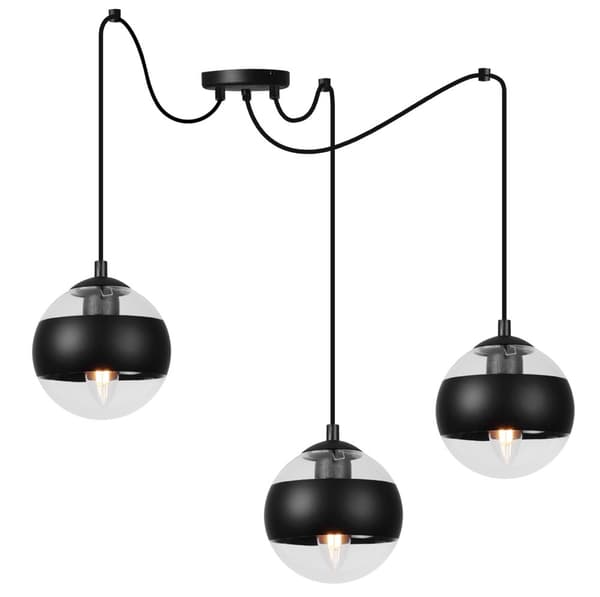 HÄNGLAMPA SPIDER TOLEDO SVART 3-PLATS SVART LAMPSKÄRM E14
