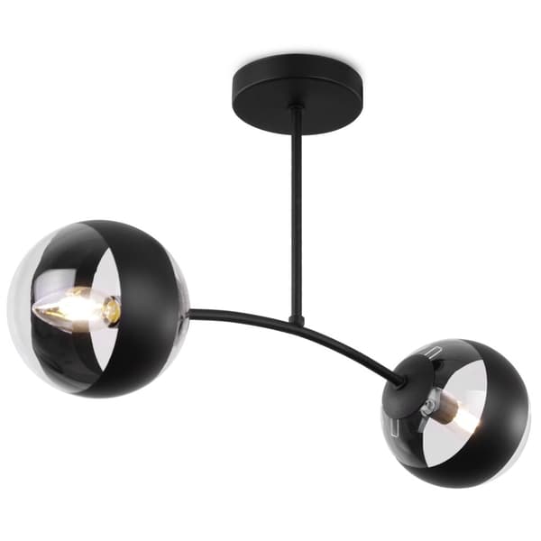 TOLEDO SORT LOFTSLAMPE 2-FLAD SORT LAMPESKÆRM E14