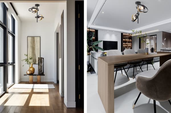 RONDA TAKLAMPA SVART 2-PLAT GULDEN LAMPSKÄRM E27