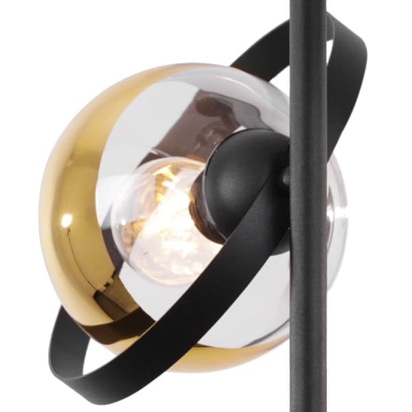 RONDA TAKLAMPA SVART 2-PLAT GULDEN LAMPSKÄRM E27