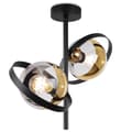 Miniatyrbillede 1 af 8: RONDA LOFTSLAMPE SORT OG GULD 2-PLADE GULD LAMPESKÆRM E27