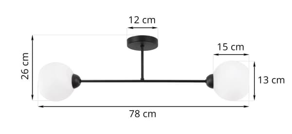 LOFTSLAMPE ASTURIA SORT 2-FLAD HVID LAMPESKÆRM E27