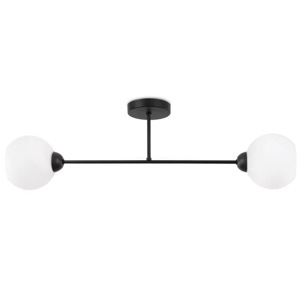 LOFTSLAMPE ASTURIA SORT 2-FLAD HVID LAMPESKÆRM E27