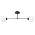 Miniatyrbillede 1 af 6: LOFTSLAMPE ASTURIA SORT 2-FLAD HVID LAMPESKÆRM E27