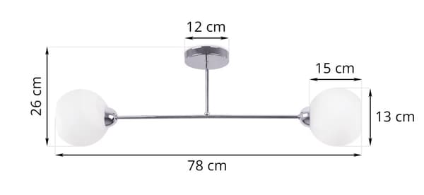 TAKLAMPA ASTURIA KROM 2-PLAT VIT LAMPSKÄRM E27