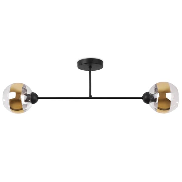 LOFTSLAMPE ASTURIA SORT 2-FLAD GULD LAMPESKÆRM E27