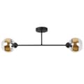 Miniatyrbillede 1 af 6: LOFTSLAMPE ASTURIA SORT 2-FLAD GULD LAMPESKÆRM E27