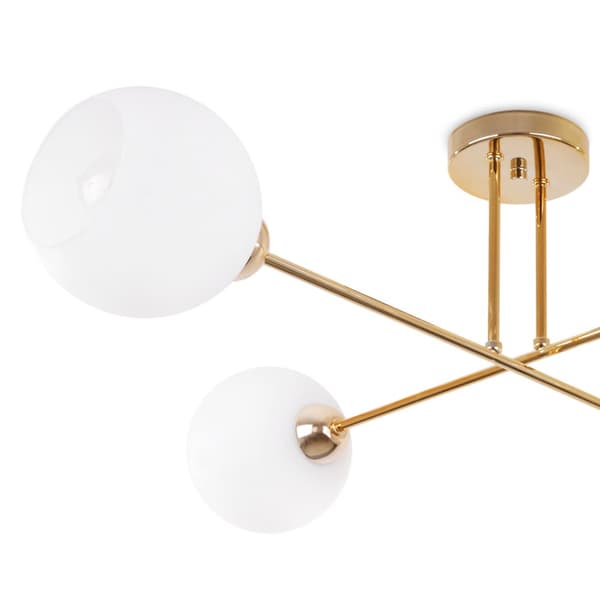 LOFTSLAMPE ASTURIA GULD 4-PLADE HVID LAMPESKÆRM E27