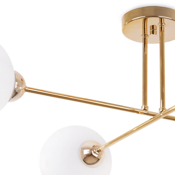 LOFTSLAMPE ASTURIA GULD 4-PLADE HVID LAMPESKÆRM E27