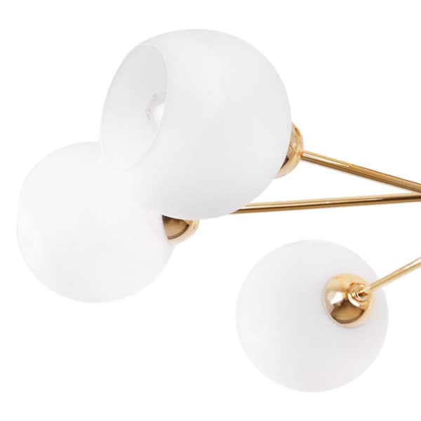 TAKLAMPA ASTURIA GULD 6-PLATS VIT LAMPSKÄRM E27