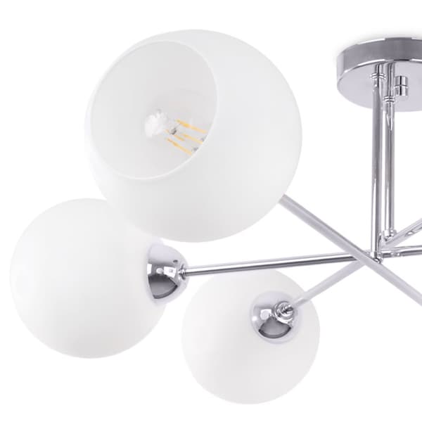 TAKLAMPA ASTURIA KROM 6-FLAT VIT LAMPSKÄRM E27