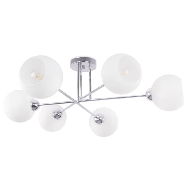 TAKLAMPA ASTURIA KROM 6-FLAT VIT LAMPSKÄRM E27