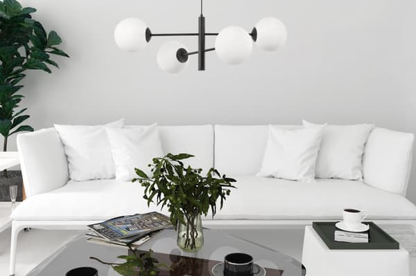 VICENZA SVART HÄNGLAMPA 4-FLAT VIT LAMPSKÄRM E14