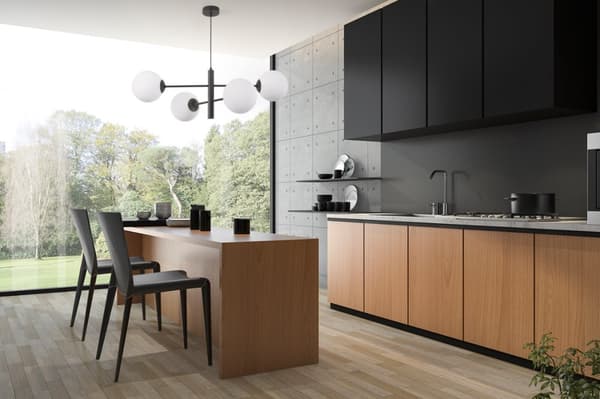 VICENZA SVART HÄNGLAMPA 4-FLAT VIT LAMPSKÄRM E14