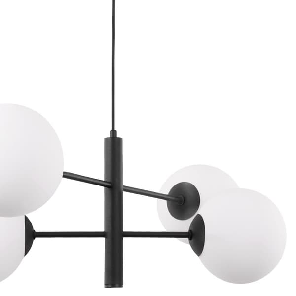 VICENZA SVART HÄNGLAMPA 4-FLAT VIT LAMPSKÄRM E14