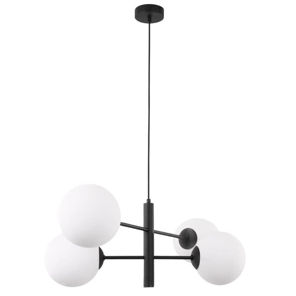 VICENZA SVART HÄNGLAMPA 4-FLAT VIT LAMPSKÄRM E14