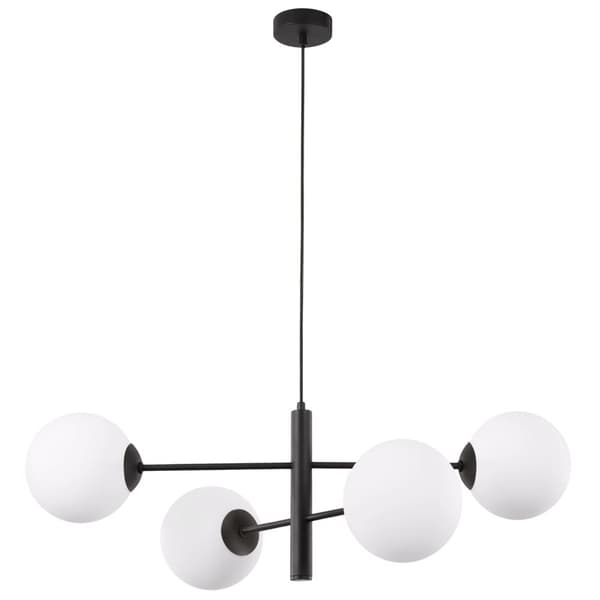 VICENZA SVART HÄNGLAMPA 4-FLAT VIT LAMPSKÄRM E14
