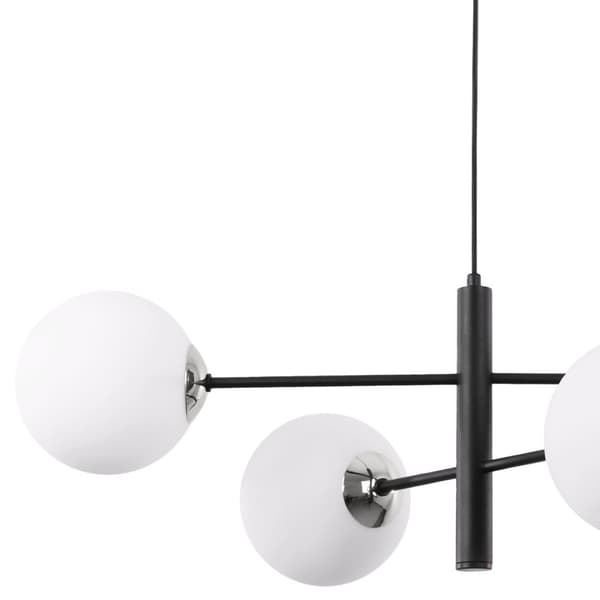 VICENZA HÄNGLAMPA SVART KROM 4-FLATT VIT LAMPSKÄRM E14