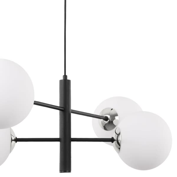 VICENZA HÄNGLAMPA SVART KROM 4-FLATT VIT LAMPSKÄRM E14