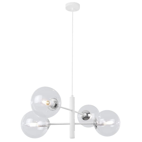 VICENZA HÄNGLAMPA VIT-KROM 4-PLATS KLAR LAMPA E14