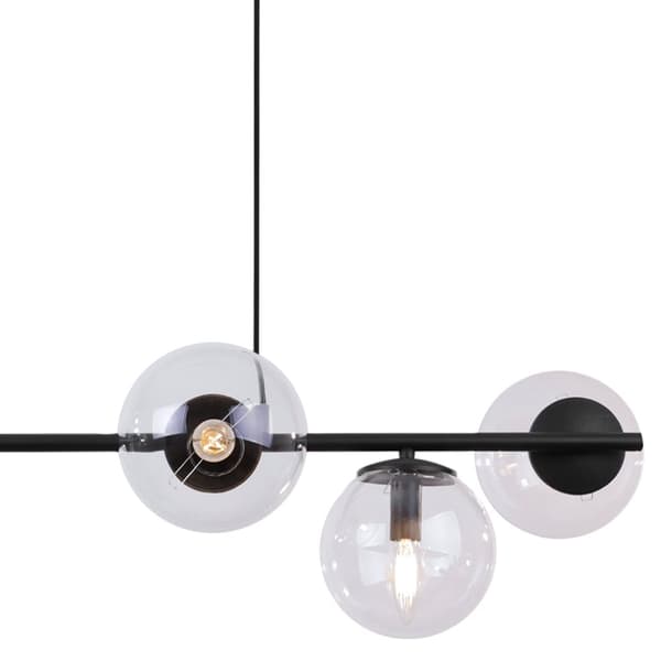 HÄNGLAMPA SIENA SVART 6-FLAT KLAR LAMPSKÄRM E14