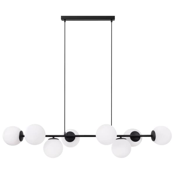 HÄNGLAMPA SIENA SVART 8-FLAT VIT LAMPSKÄRM E14