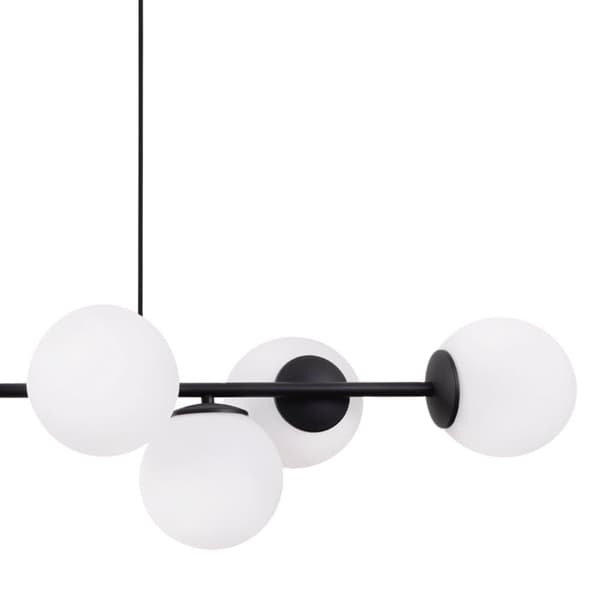 HÄNGLAMPA SIENA SVART 8-FLAT VIT LAMPSKÄRM E14