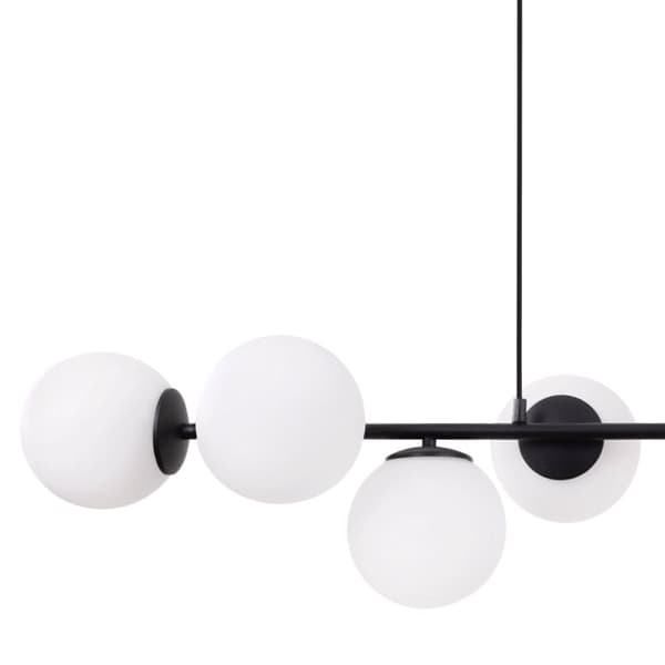 HÄNGLAMPA SIENA SVART 8-FLAT VIT LAMPSKÄRM E14