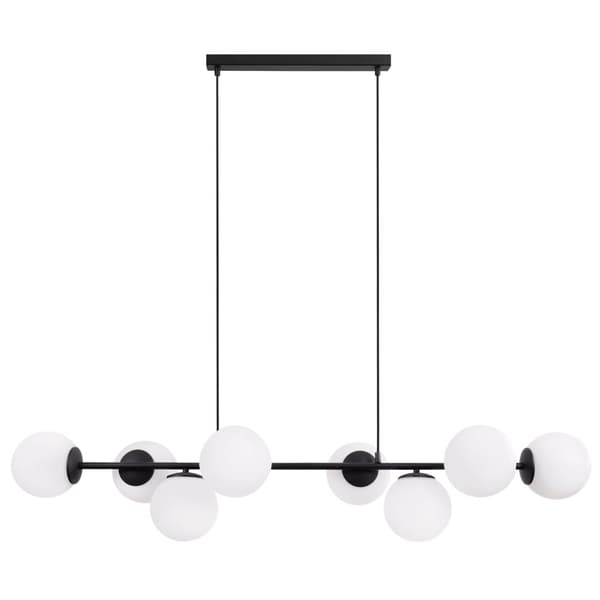 HÄNGLAMPA SIENA SVART 8-FLAT VIT LAMPSKÄRM E14
