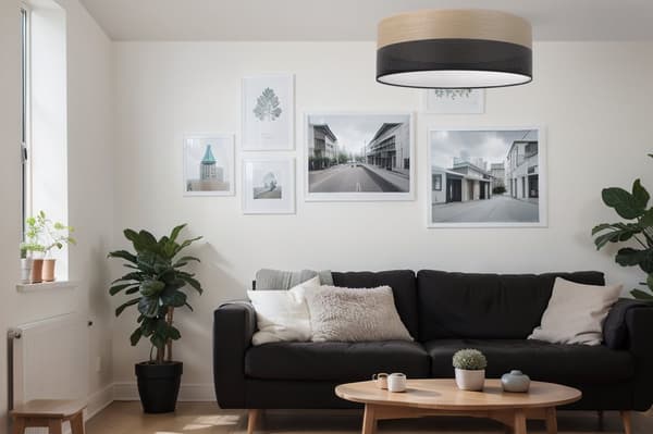 TRÆPLEXI LOFTSLAMPE SORT 40CM GYLDT EG