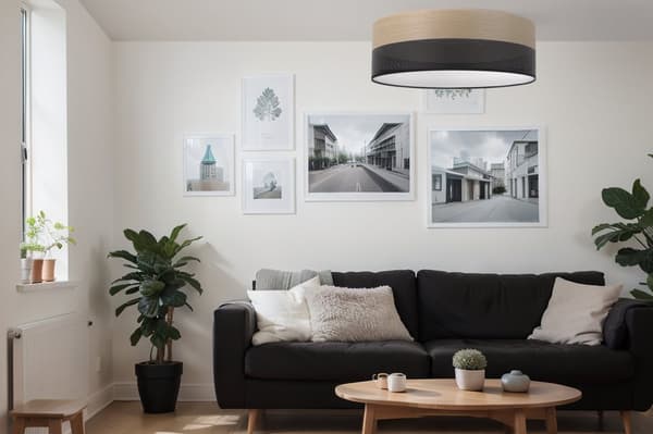 TRÆPLEXI LOFTSLAMPE SORT 50CM GYLDT EG